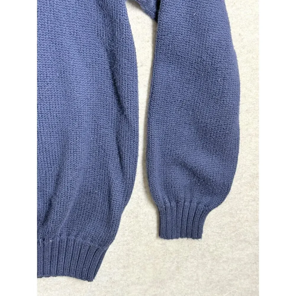 Polo Ralph Lauren Vtg Navy Blue Red Pony Sweater 100% Cotton Made Hong Kong